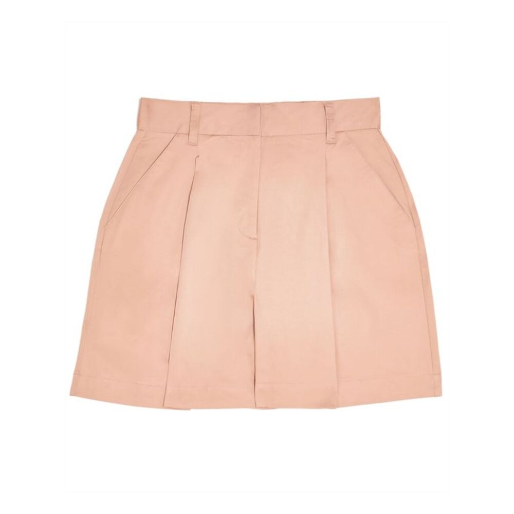DANIELLE BERNSTEIN Womens Orange Pleated Pocketed Poplin High Waist Shorts 16
